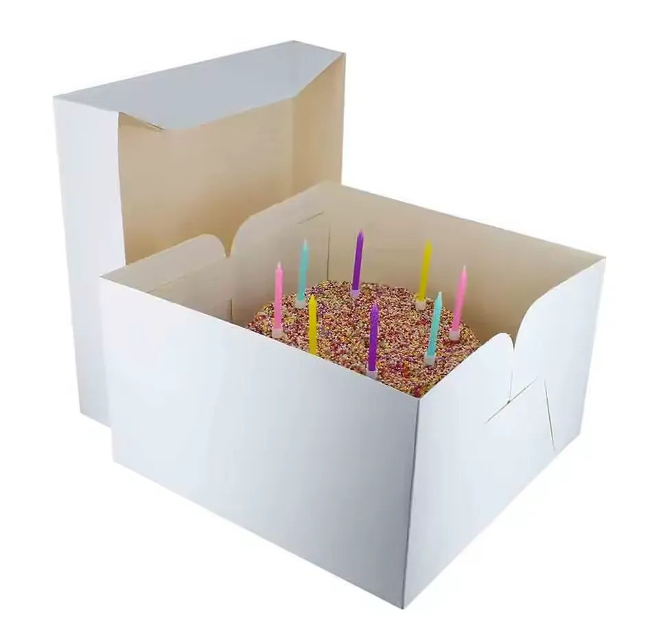 Personalised White Cardboard Cake Packaging Boxes